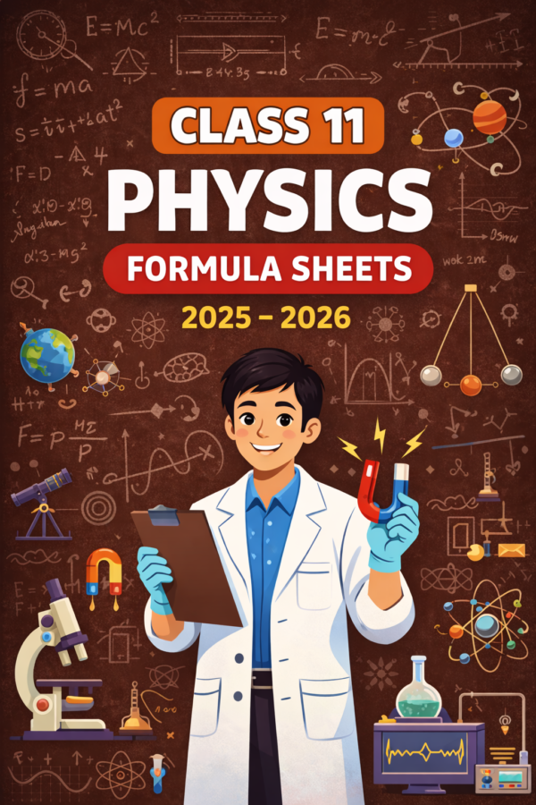 Class 11th Physics Formula Sheet 2025-26 | Digital Handwritten Notes