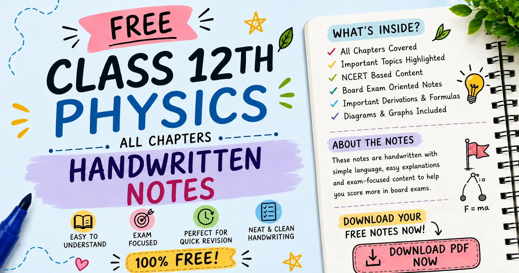 Class 12 Physics All Chapters Handwritten Notes