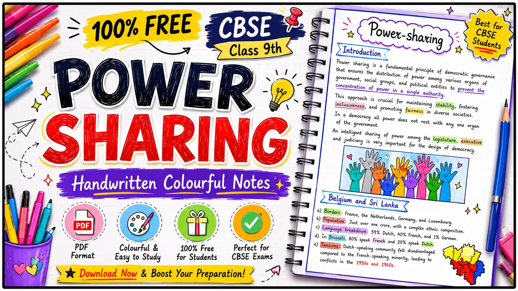 Power Sharing Colourful Handwritten Notes