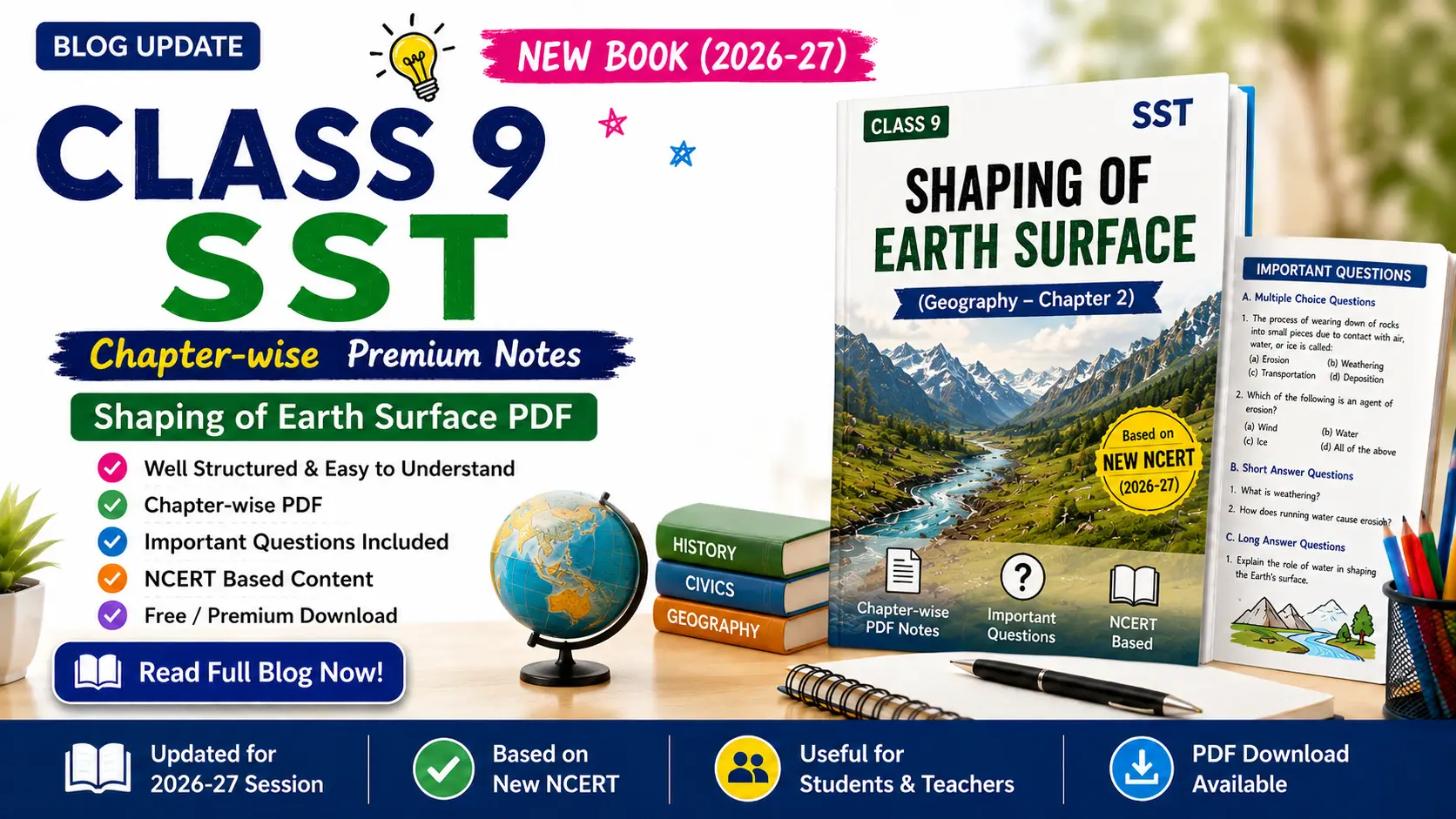Shaping of the Earth Surface Notes for Class 9