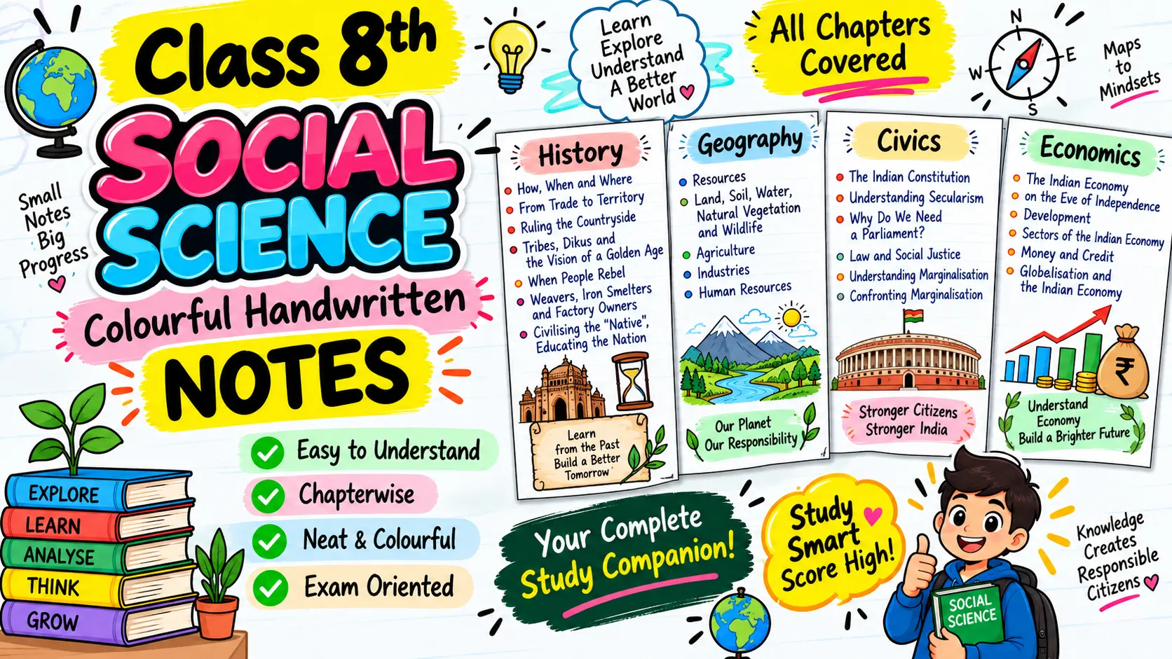 Class 8th SST Colourful Handwritten Notes